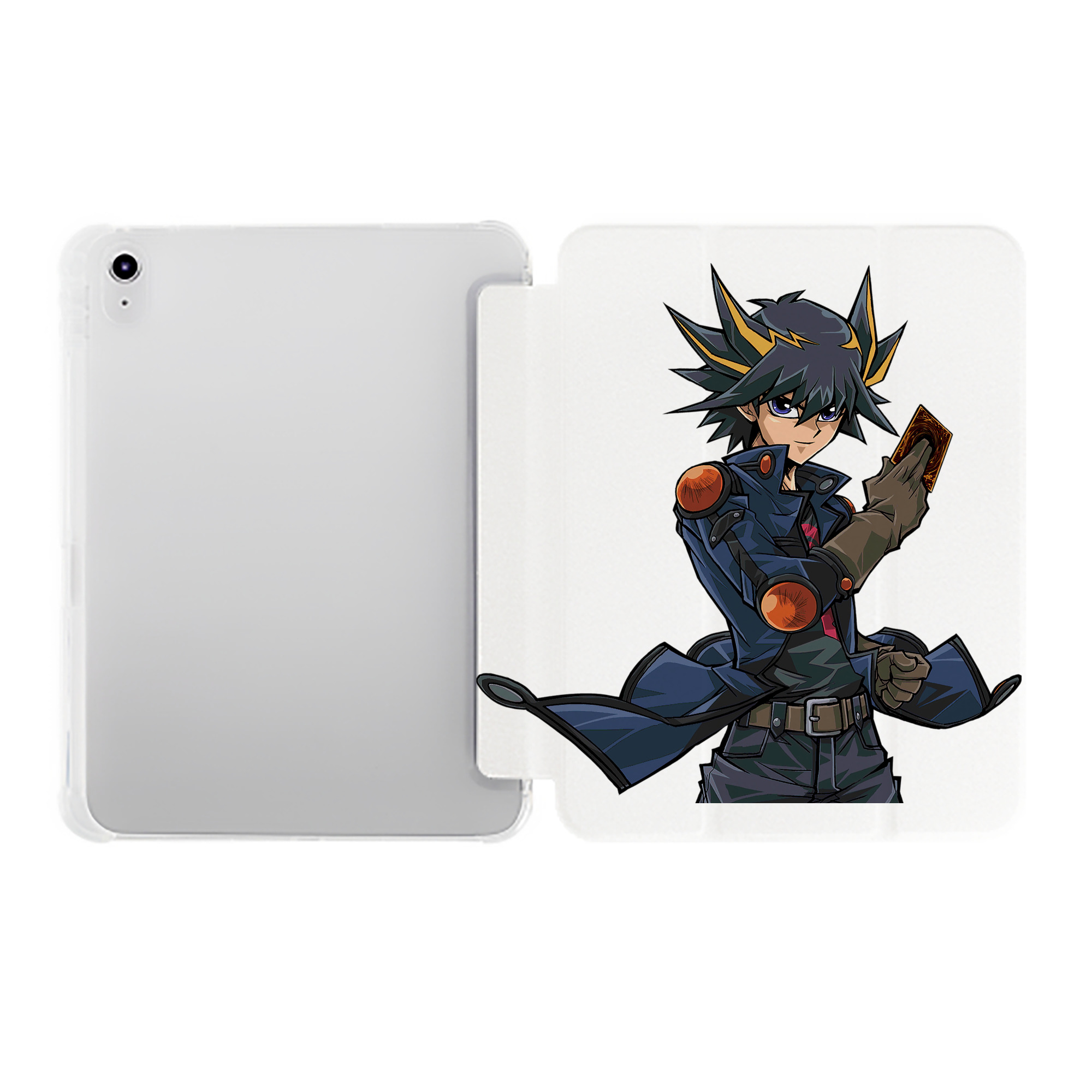 （画像用） 遊☆戯☆王 Yu-Gi-Oh! IPad ケース ペン収納付き 三つ折りスタンド PUレザー×シリコン 対応機種9.5/10.5/10.9インチ